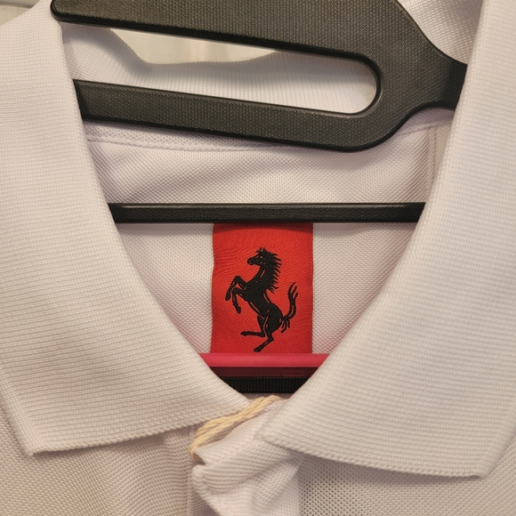 Ferrari Men's SS Recycled Tech Piquet PR Horse Polo White Size Medium NWT - Picture 5 of 17